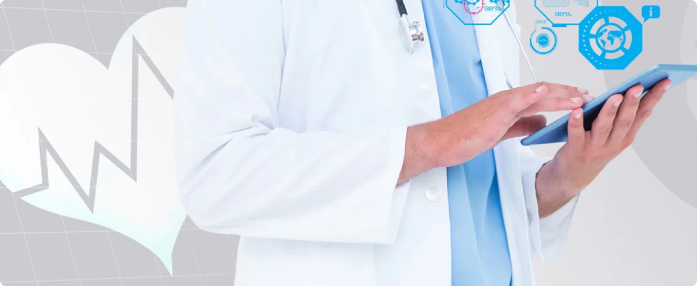 Physician reviewing patient data on a tablet