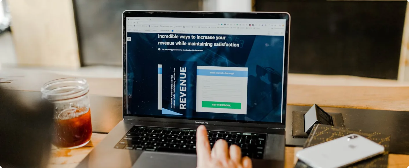 Laptop displaying a page about increasing revenue